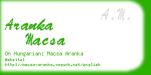 aranka macsa business card